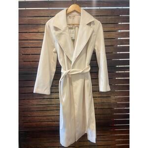 H&M Women's Long Cream Belted Coat Size S